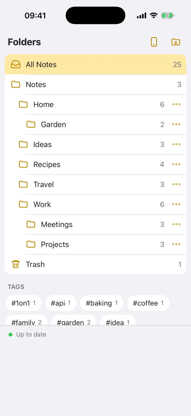 Folders and tags on an iPhone